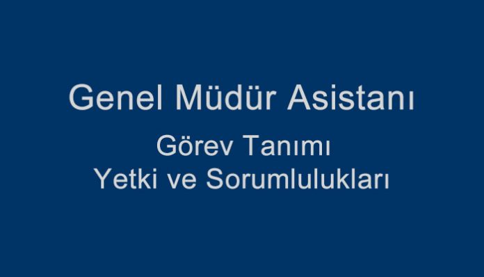 Genel Müdür Asistanı Görev Tanımı Yetki ve Sorumlulukları